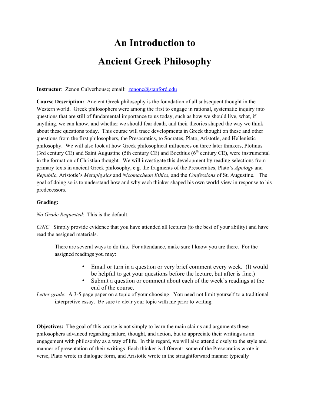 An Introduction to Ancient Greek Philosophy