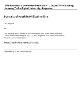 Portraits of Youth in Philippine Films