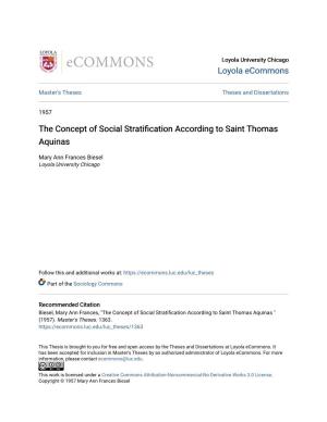 The Concept of Social Stratification According to Saint Thomas Aquinas
