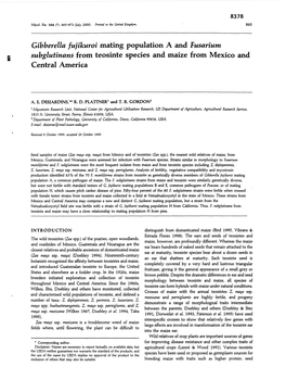 Gibberella Fujikuroi Mating Population a and Fusarium Subglutinans from Teosinte Species and Maize from Mexico and Central America