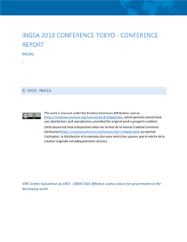 Ingsa 2018 Conference Tokyo - Conference Report Ingsa; ;