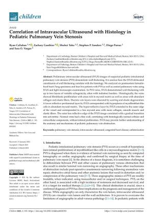 Correlation of Intravascular Ultrasound with Histology in Pediatric Pulmonary Vein Stenosis