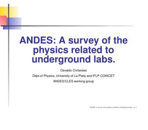 A Survey of the Physics Related to Underground Labs