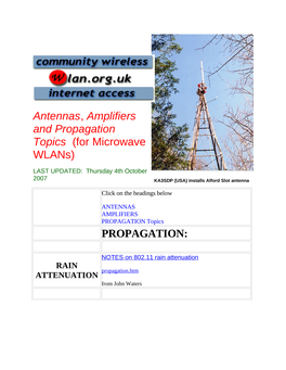Antennas, Amplifiers and Propagation Topics (For Microwave Wlans)