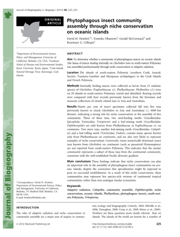 Phytophagous Insect Community Assembly Through Niche