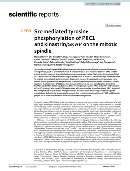 Src-Mediated Tyrosine Phosphorylation of PRC1 And
