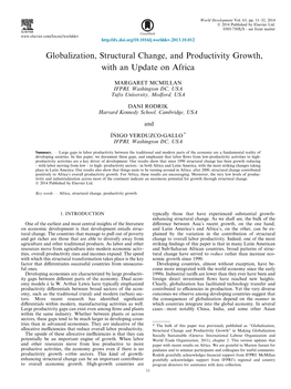Globalization, Structural Change, and Productivity Growth, with an Update on Africa