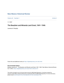 The Beaubien and Miranda Land Grant, 1841Â•Fi1846