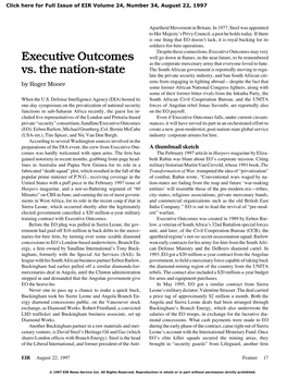 Executive Outcomes Vs. the Nation-State