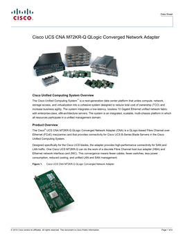 Cisco UCS CNA M72KR-Q Qlogic Converged Network Adapter Data