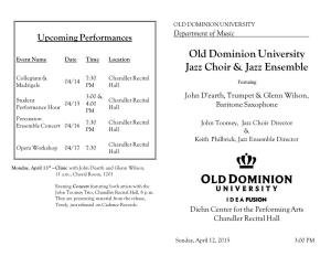 Old Dominion University Jazz Choir & Jazz Ensemble Featuring John D
