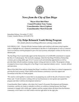 News from the City of San Diego