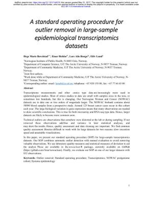 A Standard Operating Procedure for Outlier Removal in Large-Sample