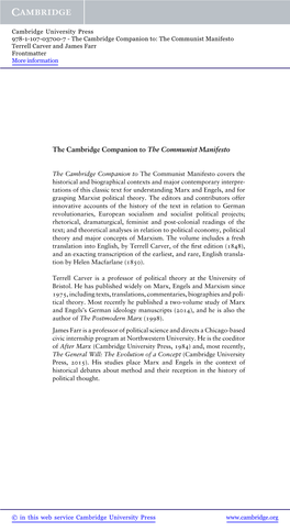 The Cambridge Companion to the Communist Manifesto