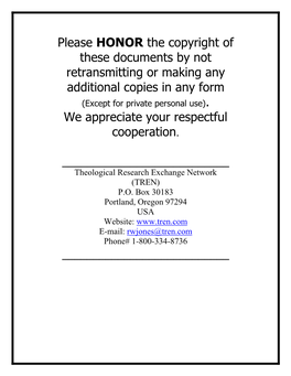 Please HONOR the Copyright of These Documents by Not Retransmitting Or Making Any Additional Copies in Any Form (Except for Private Personal Use)