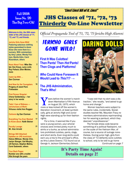 JHS Classes of '71, '72, '73 Thirderly On-Line Newsletter
