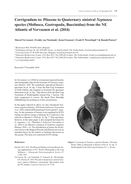 Mollusca, Gastropoda, Buccinidae) from the NE Atlantic of Vervoenen Et Al