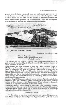 THE JOSEPH SMITH PAPYRI Benjamin Urrutia, P.I.T.A.P