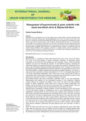 Management of Hyperuricemia & Gouty Arthritis with Unani Murakkab