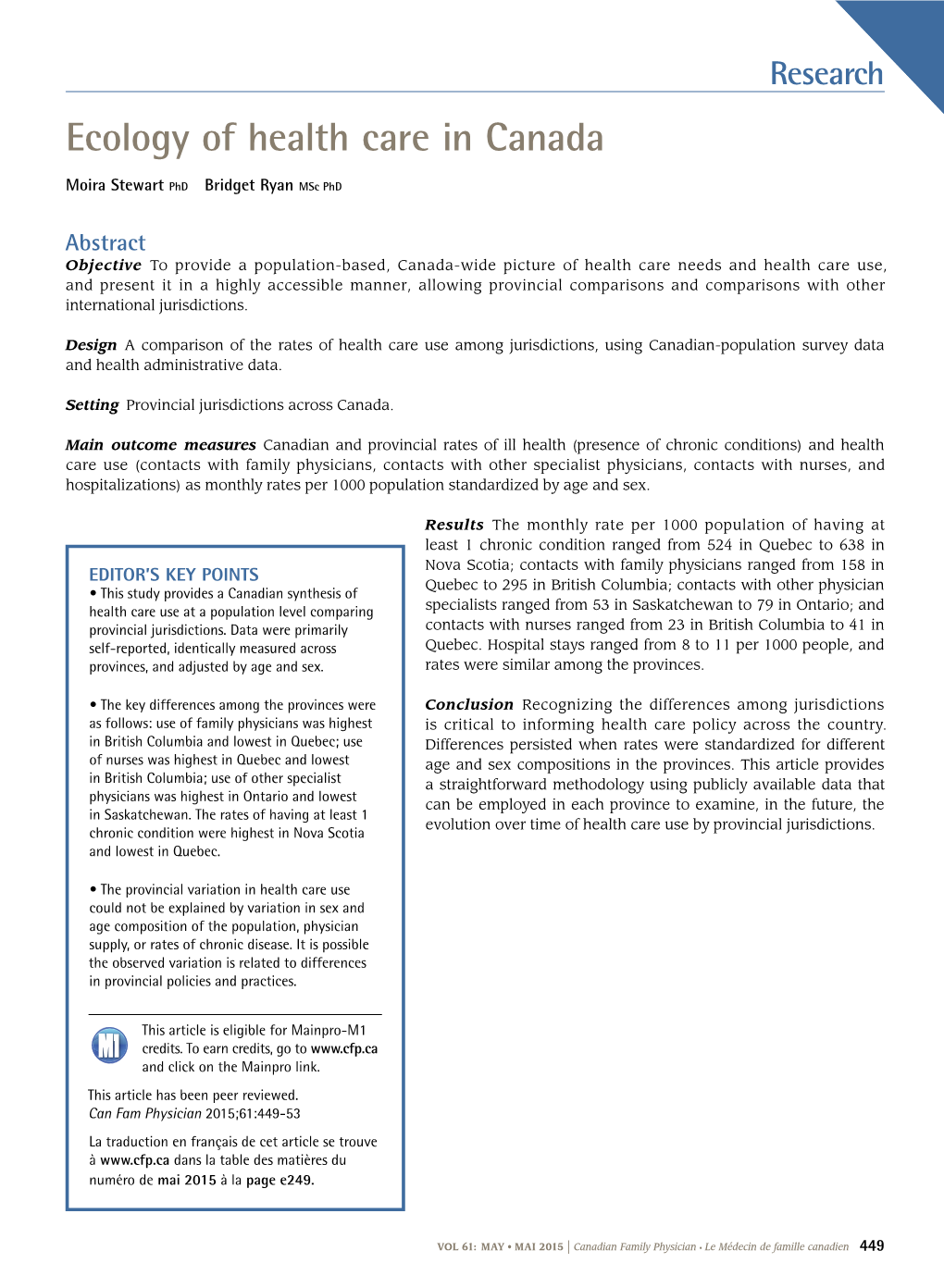 Ecology of Health Care in Canada