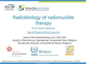 Radiobiology of Radionuclide Therapy Prof Sarah Baatout Sarah.Baatout@Sckcen.Be