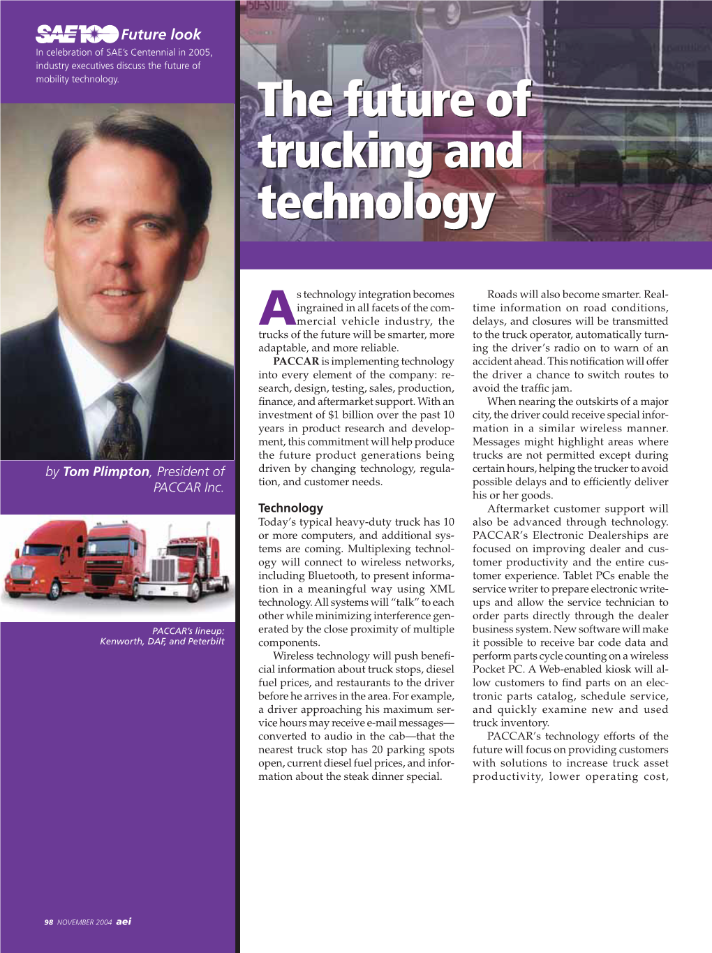 The Future of Trucking and Technology the Future of Trucking And