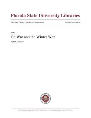 On War and the Winter War Robert Karnisky