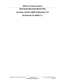 Software Release Notes for Alcatel-Lucent Omc-H