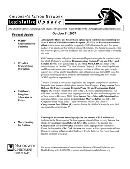 Federal Update October 31, 2007