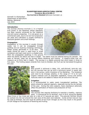 5 CULTIVATION of SOURSOP (Annona Muricata L.) Kenneth V a Richardson Department of Agriculture Nassau, Bahamas July 2019