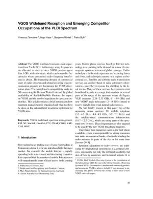VGOS Wideband Reception and Emerging Competitor Occupations of the VLBI Spectrum