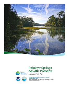 Rainbow Springs Aquatic Preserve Management Plan 2016