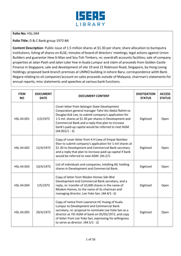 Folio No: HSL.044 Folio Title: D & C Bank Group 1972-84 Content Description: Public Issue of 1.5 Million Shares at $1.30