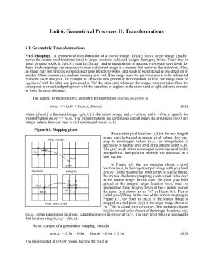 Unit 6. Geometrical Processes II: Transformations