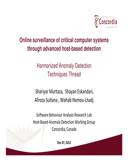Online Surveillance of Critical Computer Systems Through Advanced Host-Based Detection