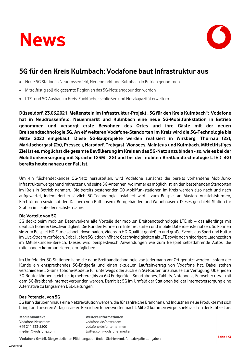 5G Für Den Kreis Kulmbach: Vodafone Baut