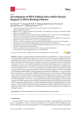 Investigation of RNA Editing Sites Within Bound Regions of RNA-Binding Proteins
