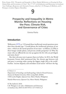 Prosperity and Inequality in Metro Manila: Reflections on Housing The