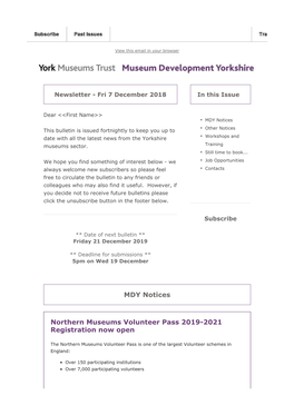 News from Museum Development Yorkshire