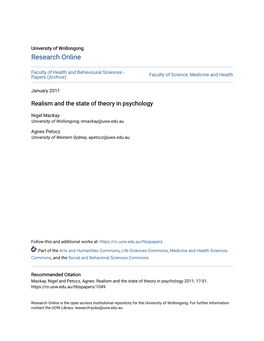 Realism and the State of Theory in Psychology