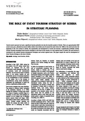 The Role of Event Tourism Strategy of Serbia in Strategic Planning