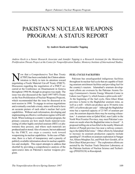 Pakistan's Nuclear Weapons Program
