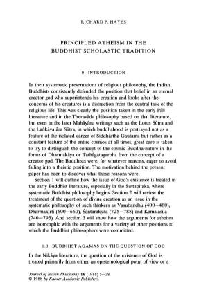 Principled Atheism in the Buddhist Scholastic Tradition