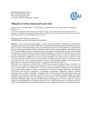 Mitigation of Urban Climate and Ozone Risks