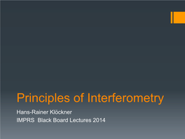 Principles of Interferometry