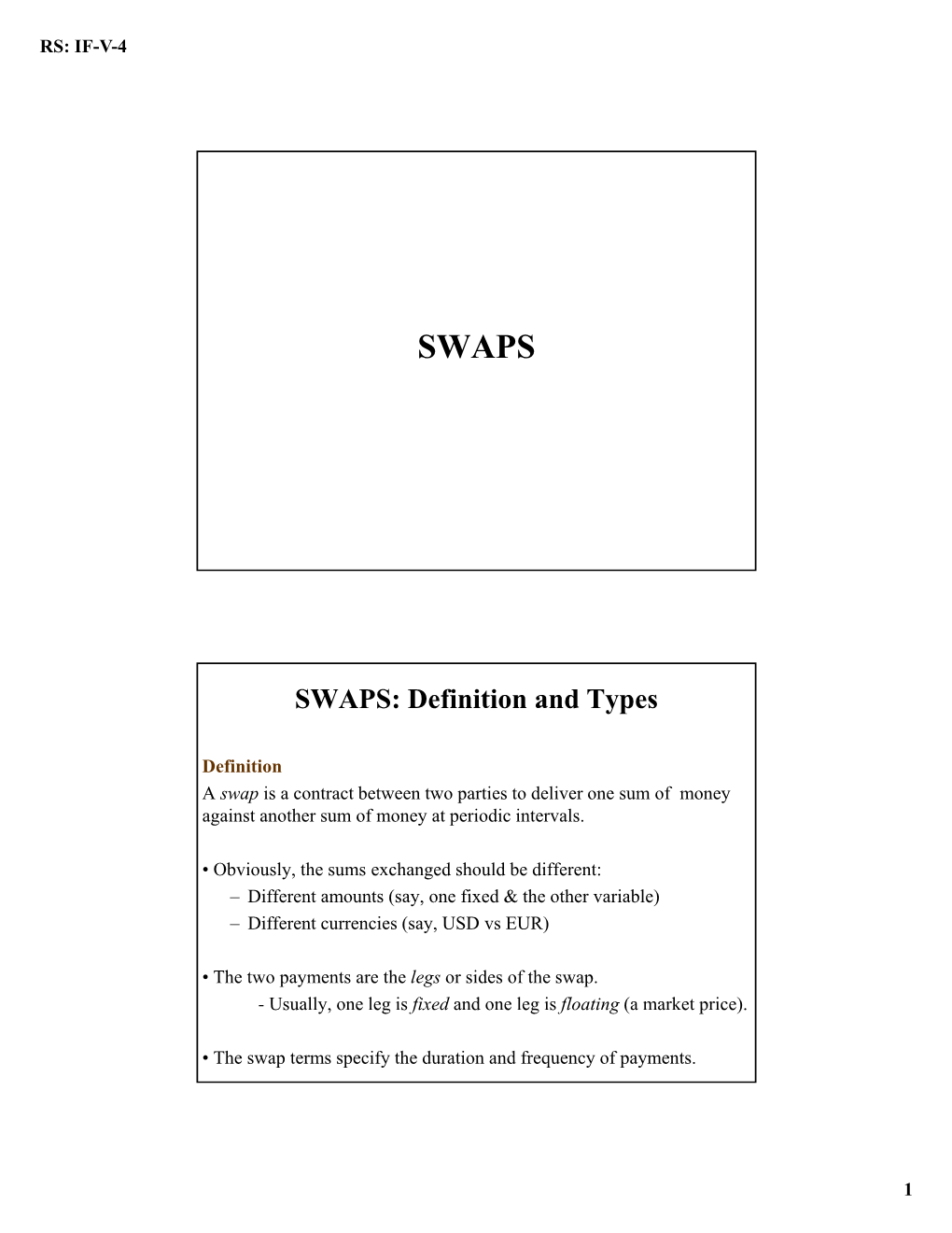 SWAPS: Definition and Types