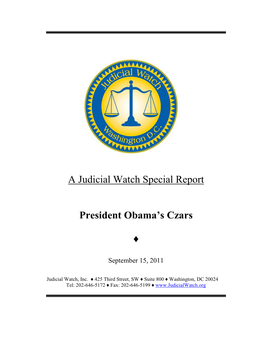 A Judicial Watch Special Report President Obama's Czars