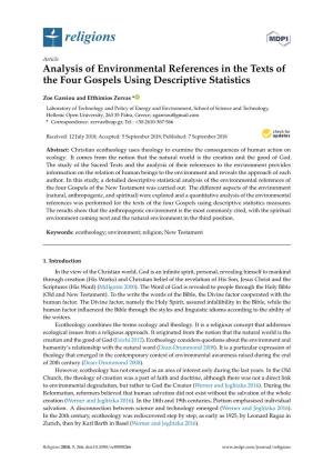 Analysis of Environmental References in the Texts of the Four Gospels Using Descriptive Statistics