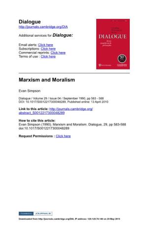 Dialogue Marxism and Moralism