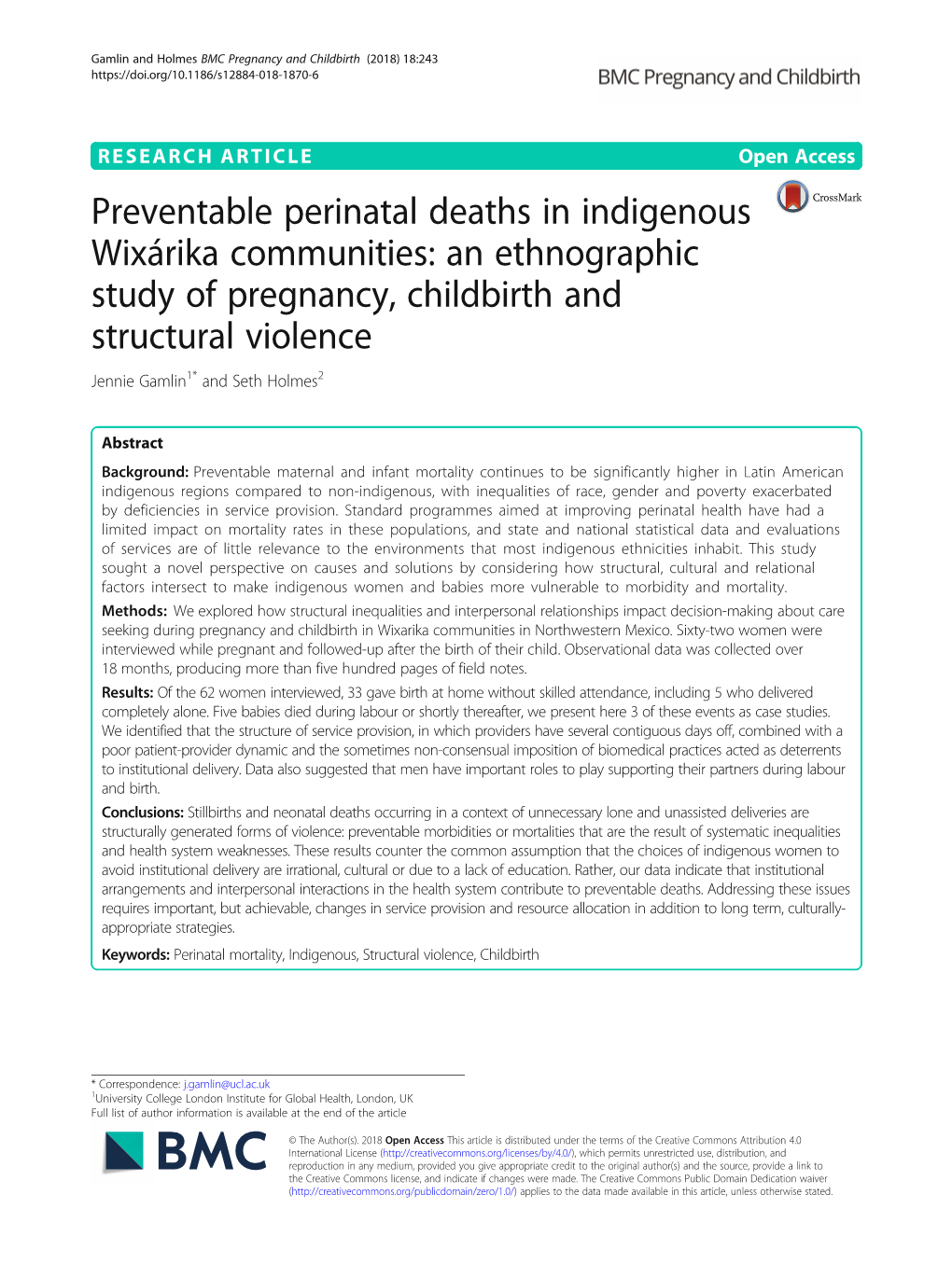 Preventable Perinatal Deaths in Indigenous Wixárika Communities